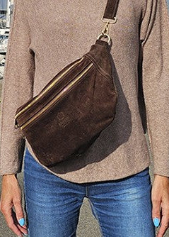 Bumbag, ruskind. Mørk brun