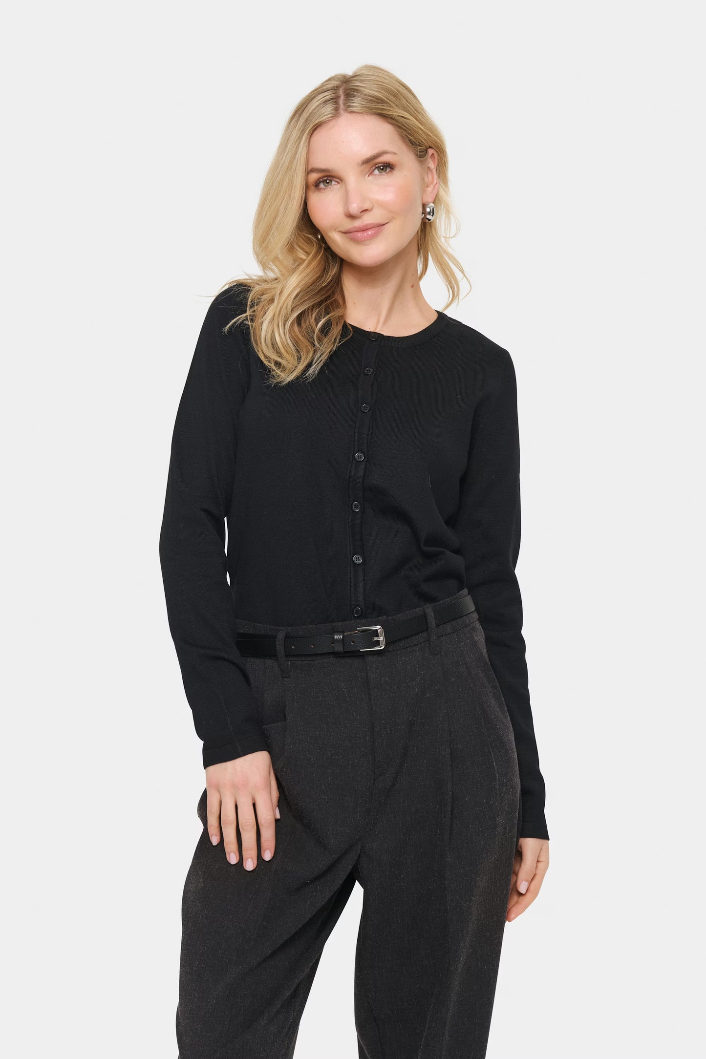Strik; Cardigan. Sort