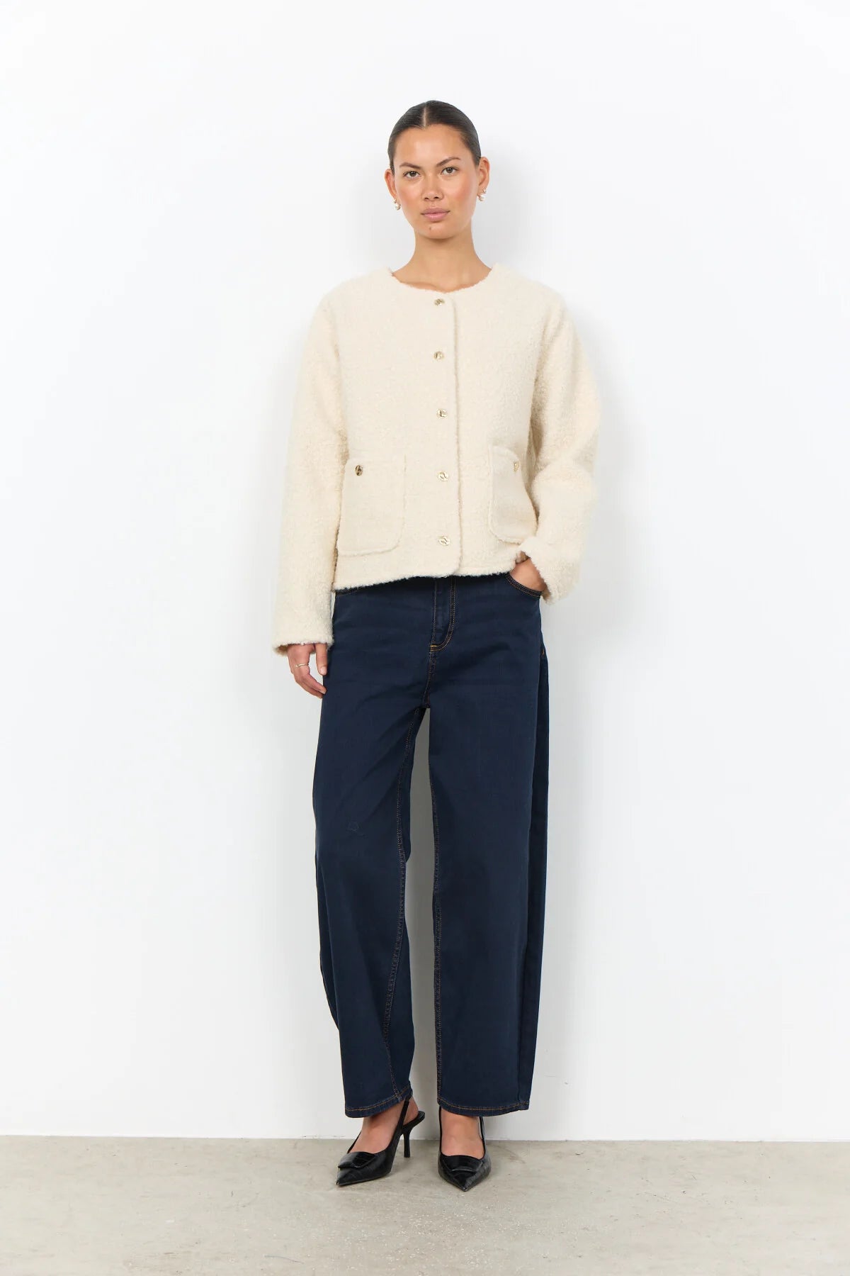 Jakke, kort creme