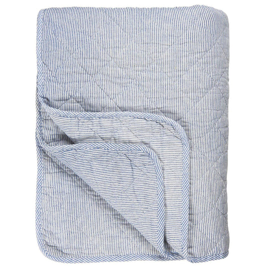 Vattæppe, Quilt. Hvide og blå mælkedrengestriber