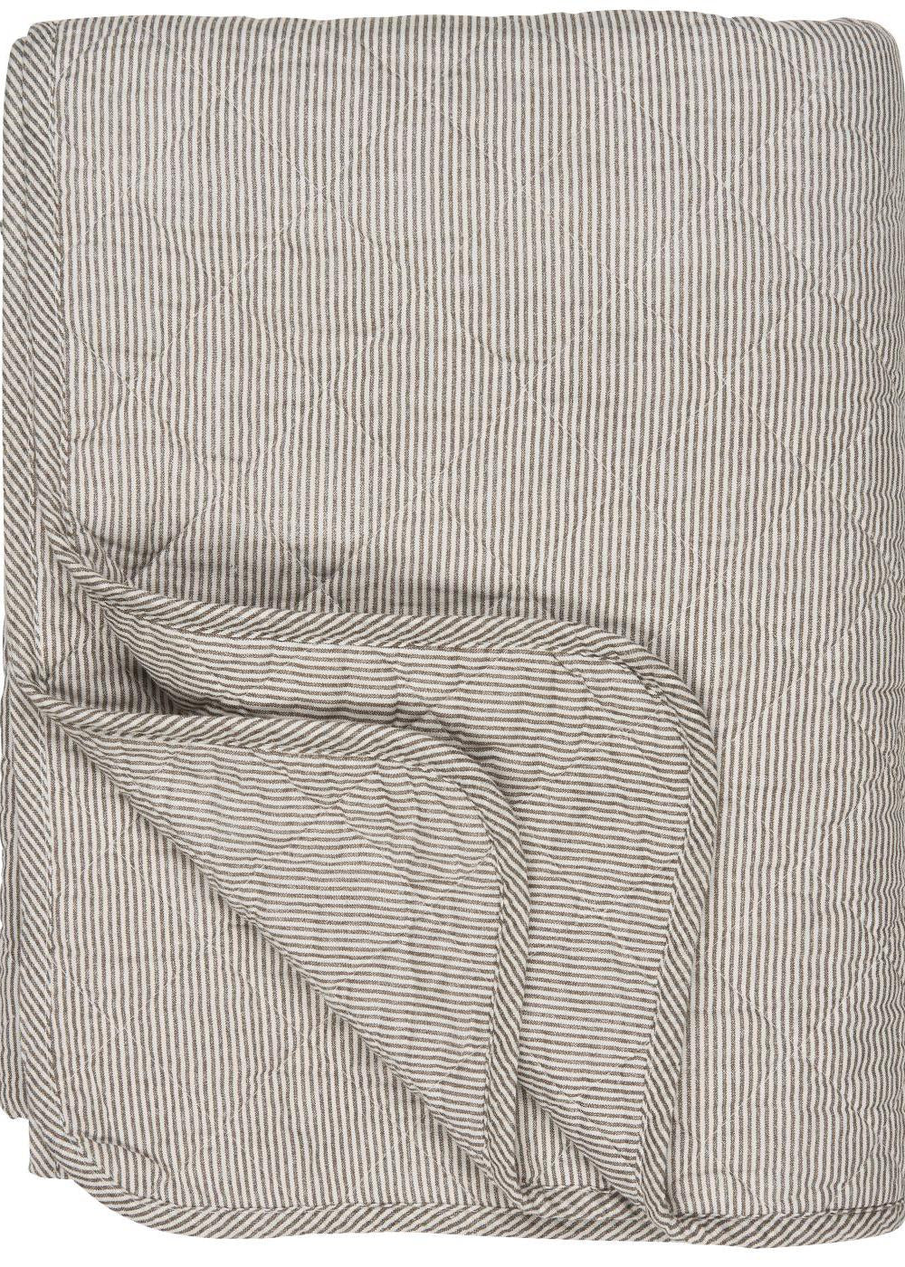 Quilt; creme/jordfarvede striber
