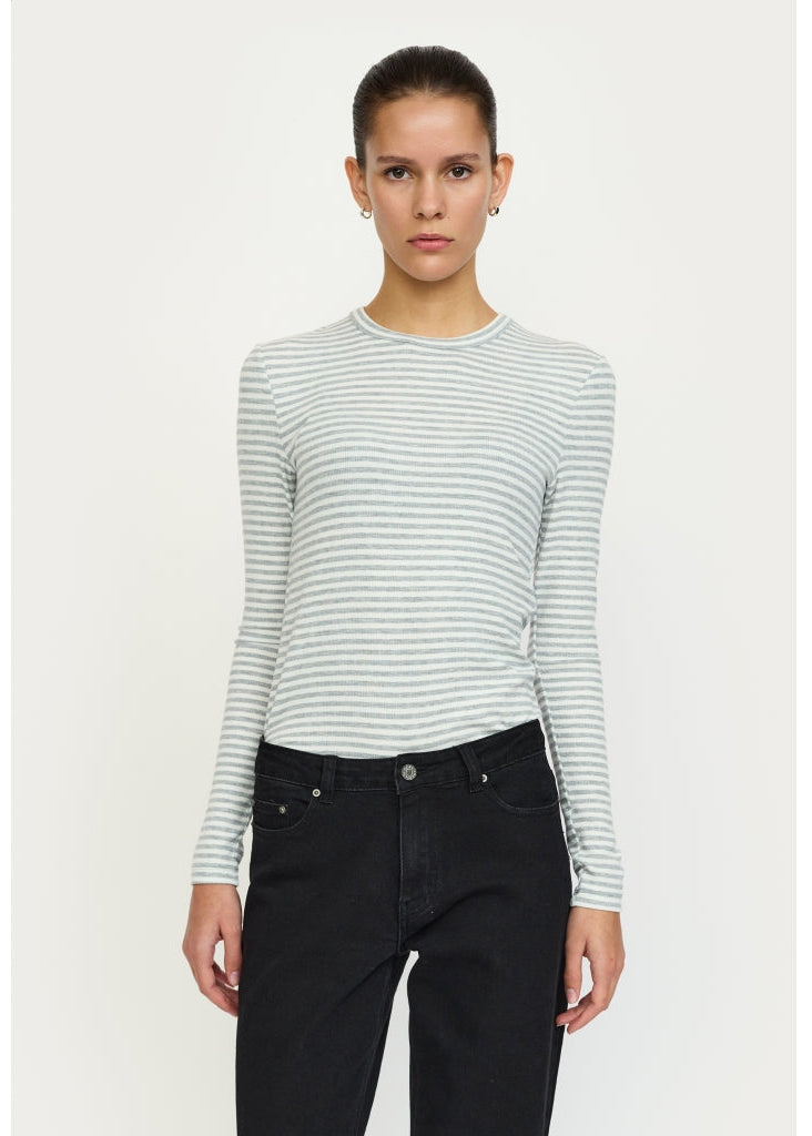 T-shirt, langærmet m. rund hals