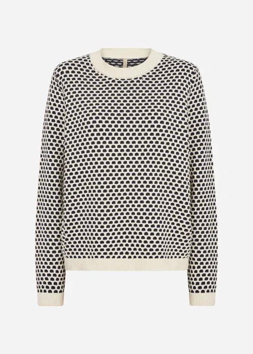 Pullover, sort/hvid mønstret.