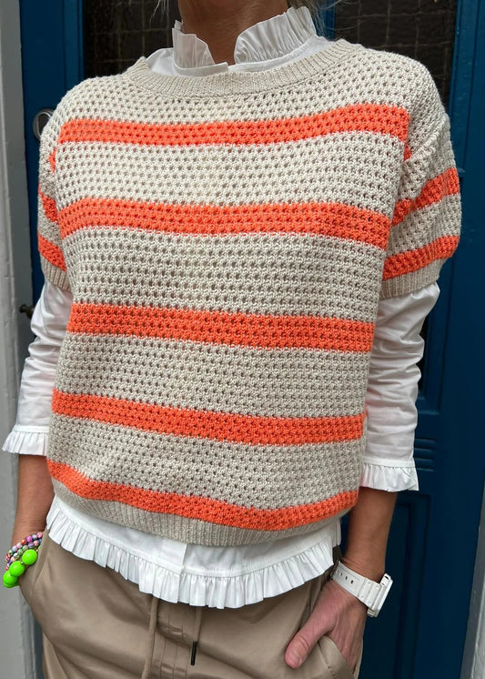 Bluse, strik. Kortærmet