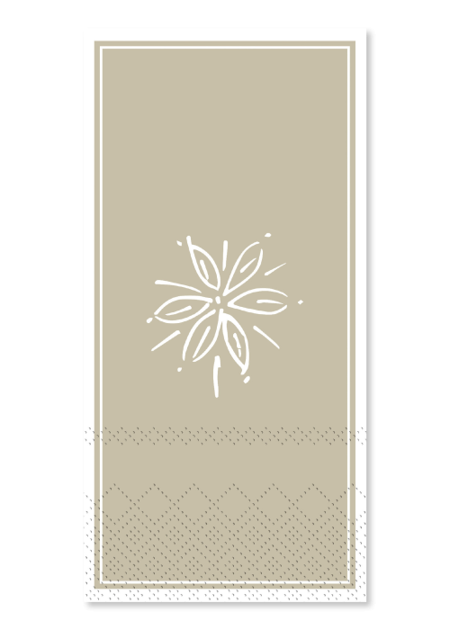 Servietter, Lys latte. Med blomst.