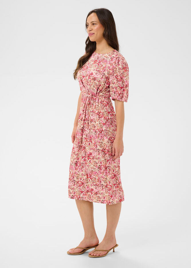 Kjole, blomstret rosa