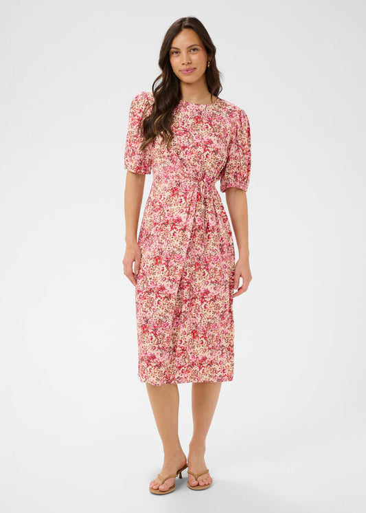 Kjole, blomstret rosa