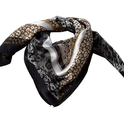 Tørklæde, brun/sort/hvide nuancer