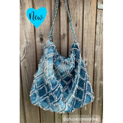 Taske, stor canvas i denim