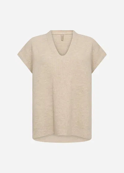 Vest, strik med v-hals