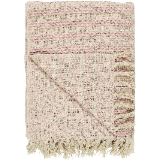 Plaid creme/lyserødt stribemønster