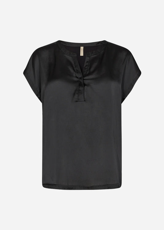 Bluse, kortærmet. Sort