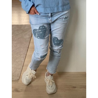BohoLove, Jeans m. hjertelapper