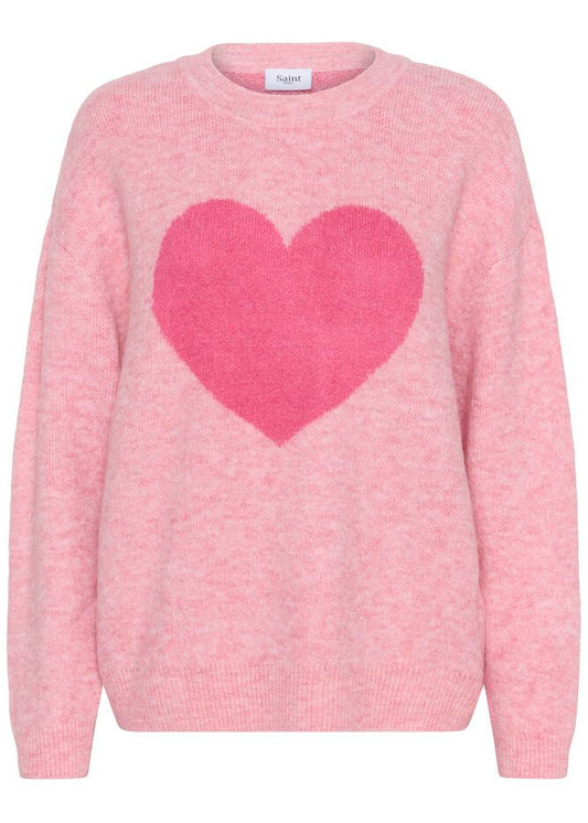 Pullover, strik med hjerte