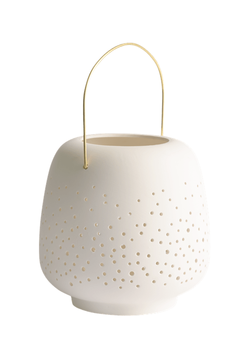 Ceramic Lantern, Large. Hvid. Mål 20 x 20 cm.