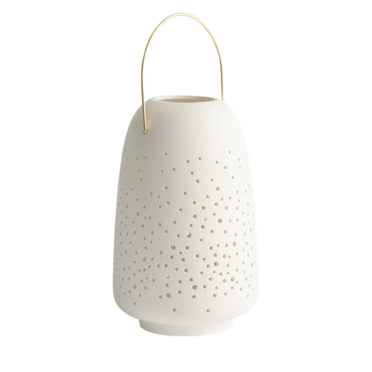 Ceramic Lantern, Medium. Hvid. Mål: 15,5 x 24 cm.