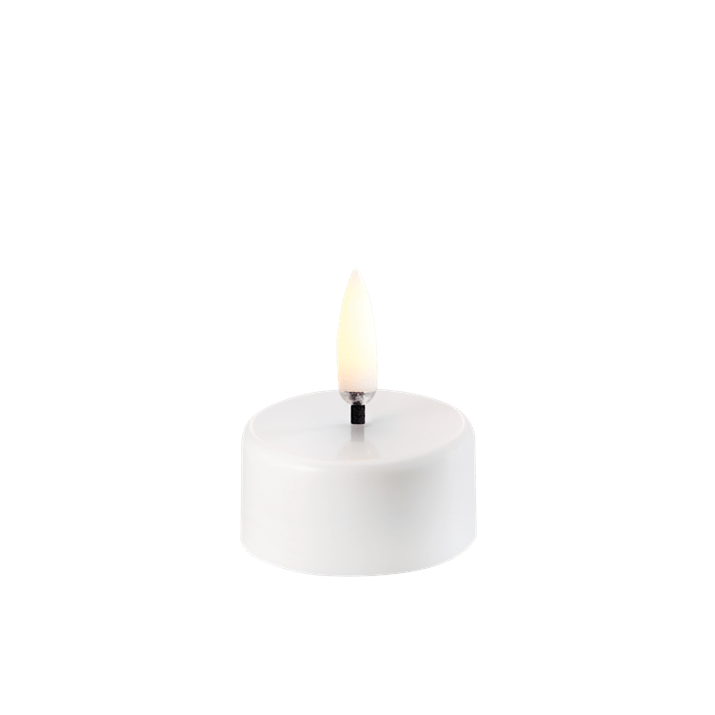 Tealight 400 (No Wax). Hvid. Mål 3,9 x 2cm. Incl. batteri