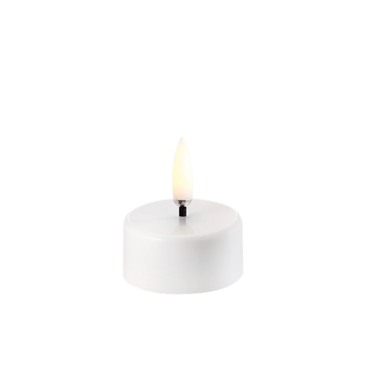 Tealight 400 (No Wax). Hvid. Mål 3,9 x 2cm. Incl. batteri