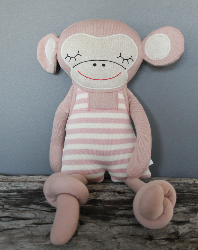 Pudedyret Monkey - Lys Rosa/cremehvid.